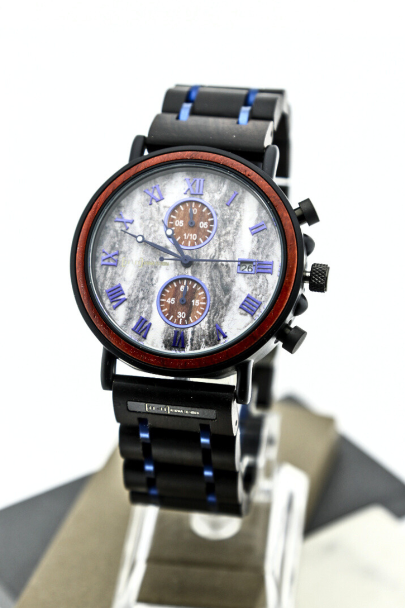 Reloj Análogo Ebony Wood y Acero Inox WAGT073-1C