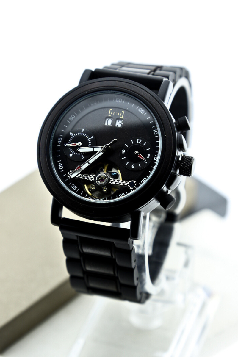Reloj Mecánico Ebony Wood BLK WAGT038-1C