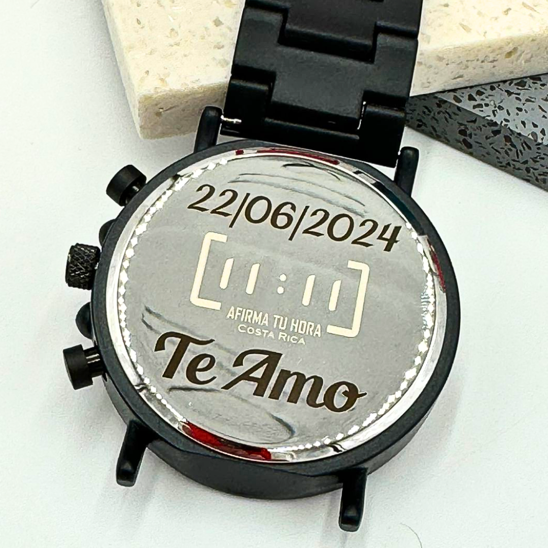 Reloj Análogo Ebony Wood y Acero Inox GR025-2C