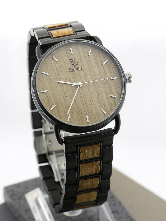 Reloj Análogo White Zebra Wood