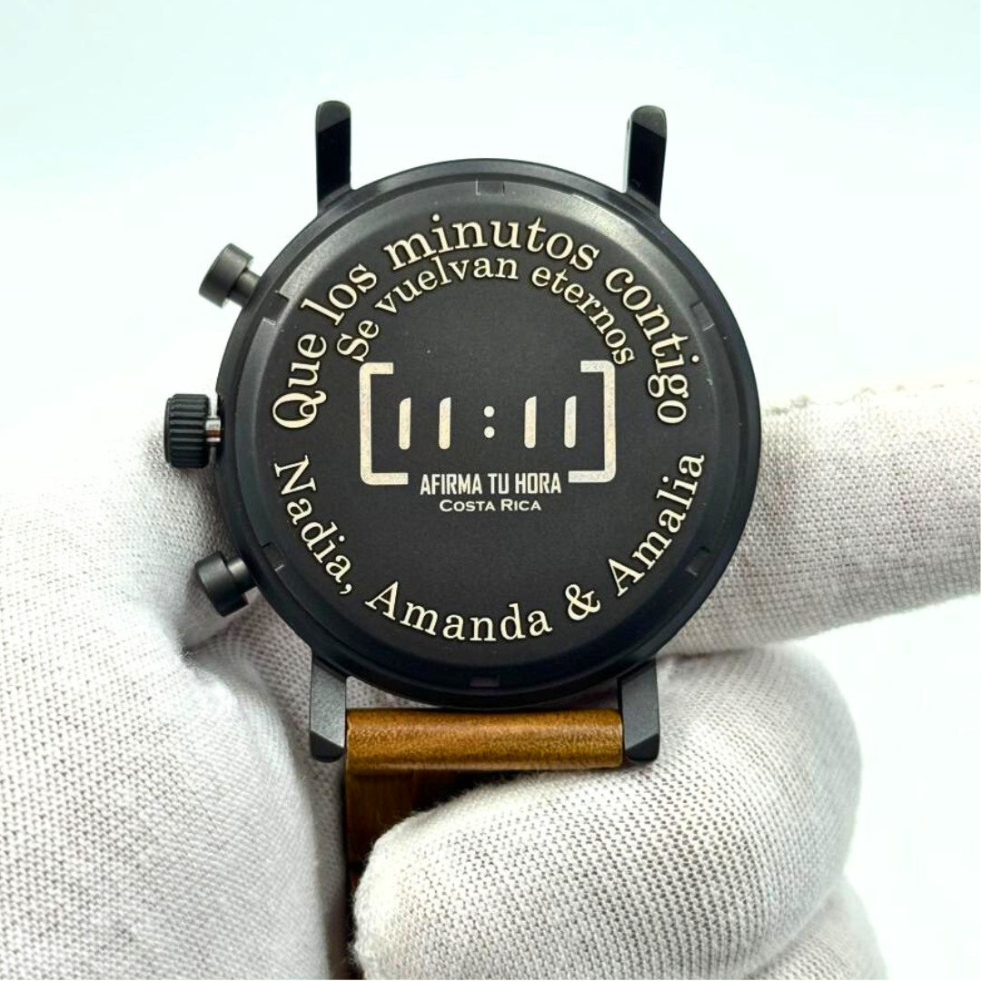 Reloj Análogo Ebony Wood y Acero Inox WAGR001-5C