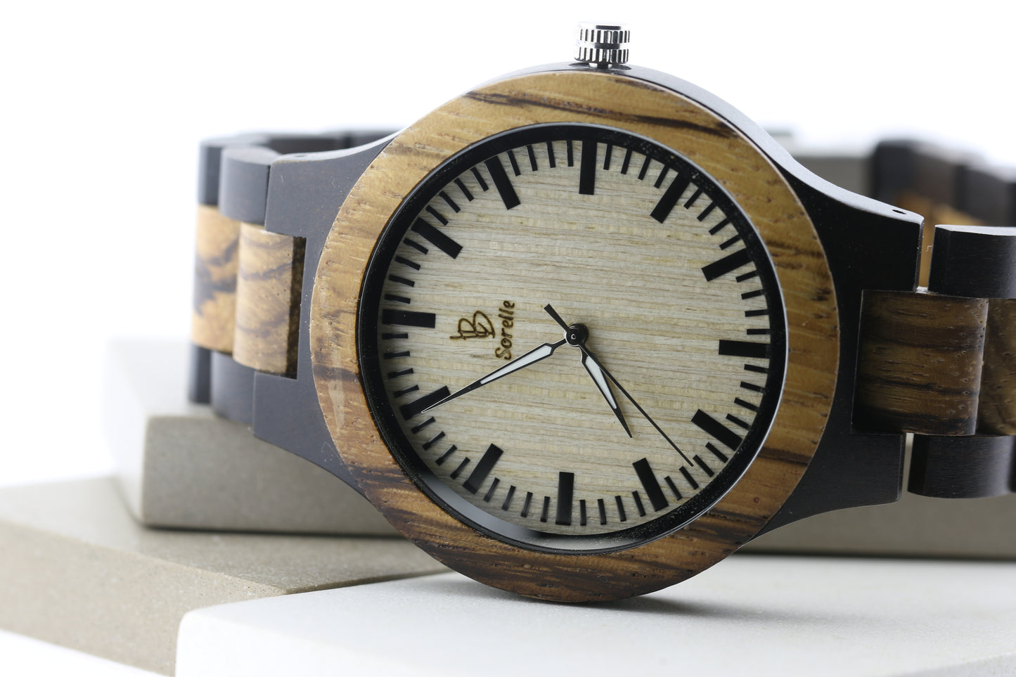 Pareja Reloj Análogo  Zebra Wood