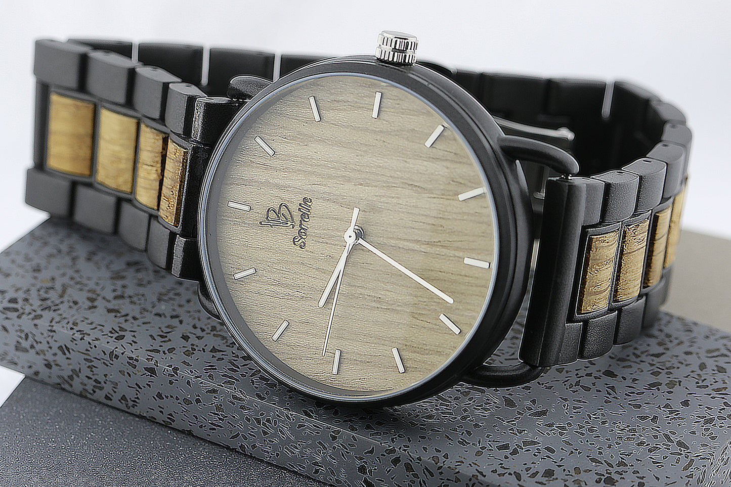 Reloj Análogo White Zebra Wood