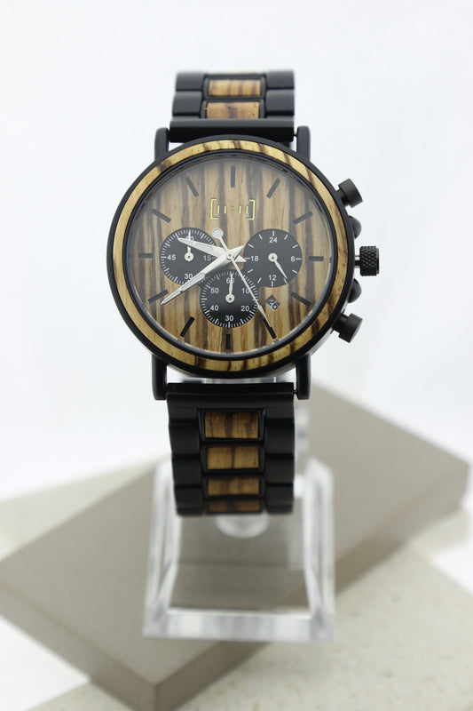 ACERO NEGRO + MADERA ZEBRA  WAGP009-1C