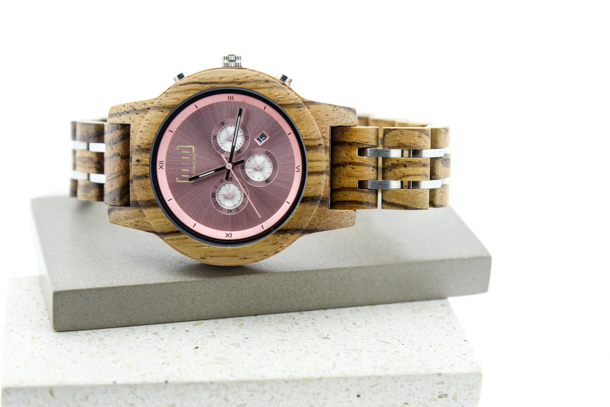 Reloj análogo Globe Wood MADERA y acero inox GP01-4C