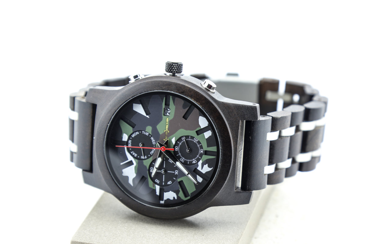 Reloj Análogo Ebony Wood y Acero Inox GR017-1C