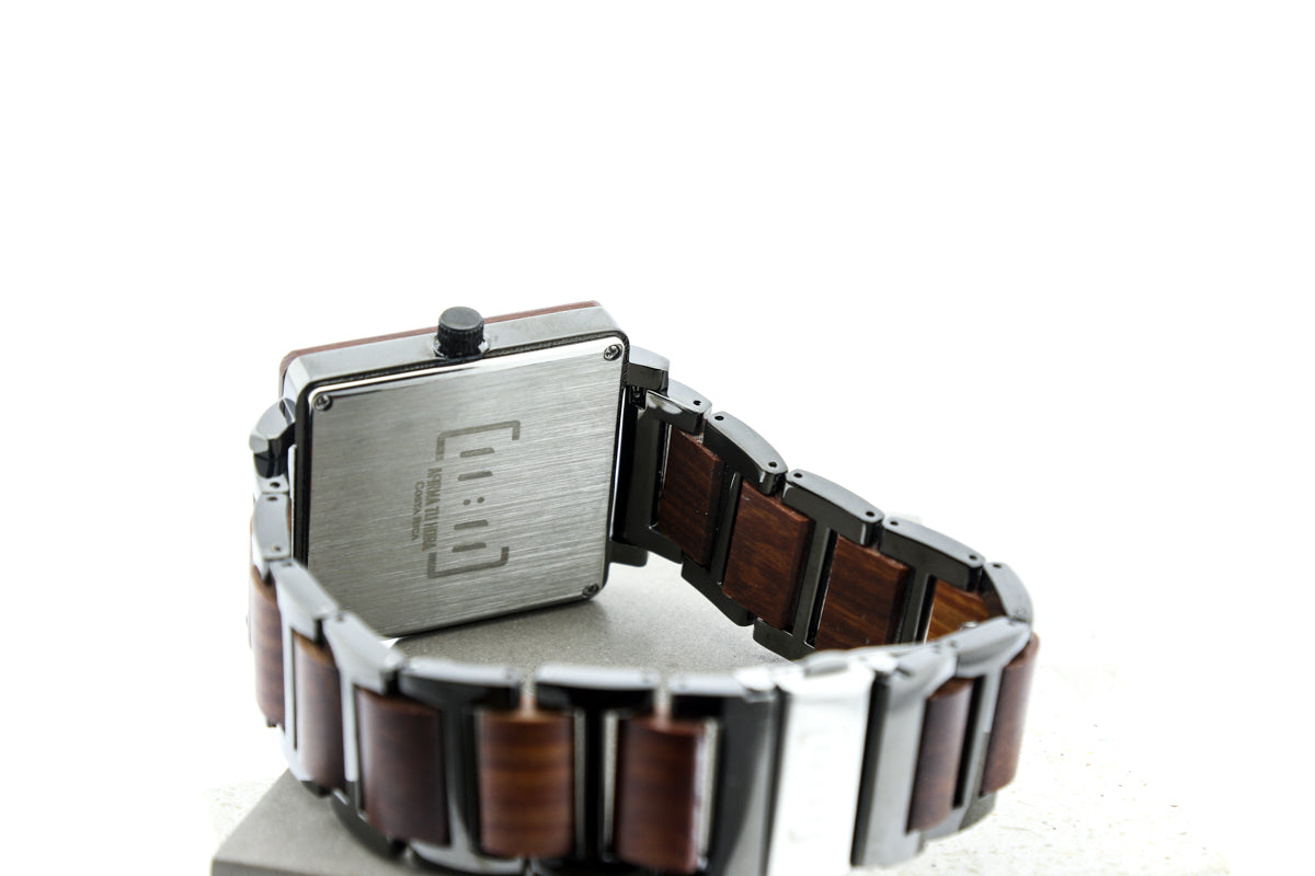 Reloj Análogo Ebony Wood Y Acero Inox GR014-1C