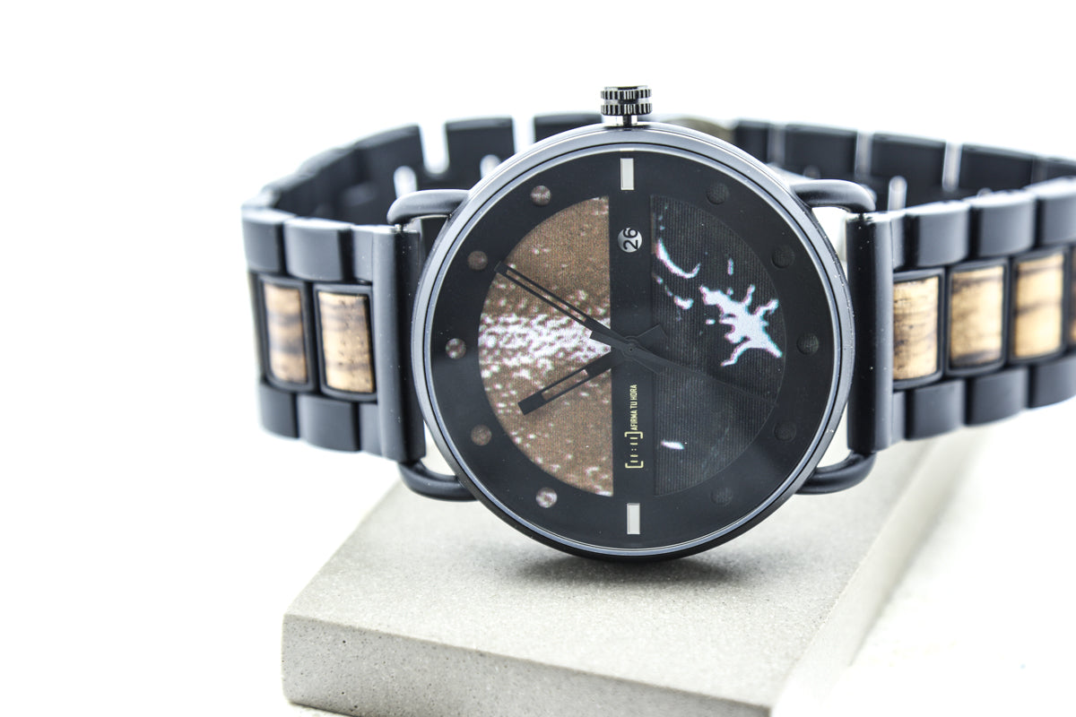 Reloj Análogo Ebony Wood y Acero Inox GS001-2C