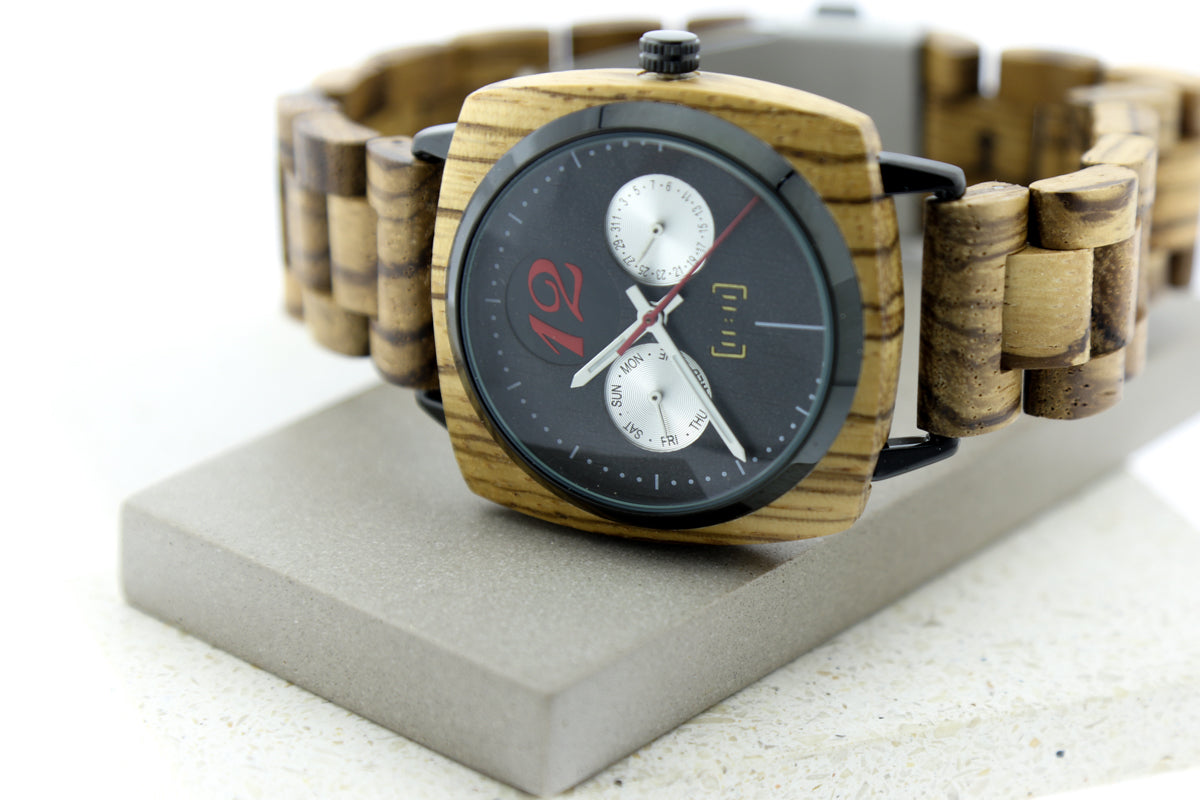 Reloj Análogo Ebony Wood y Acero Inox GS006-2C