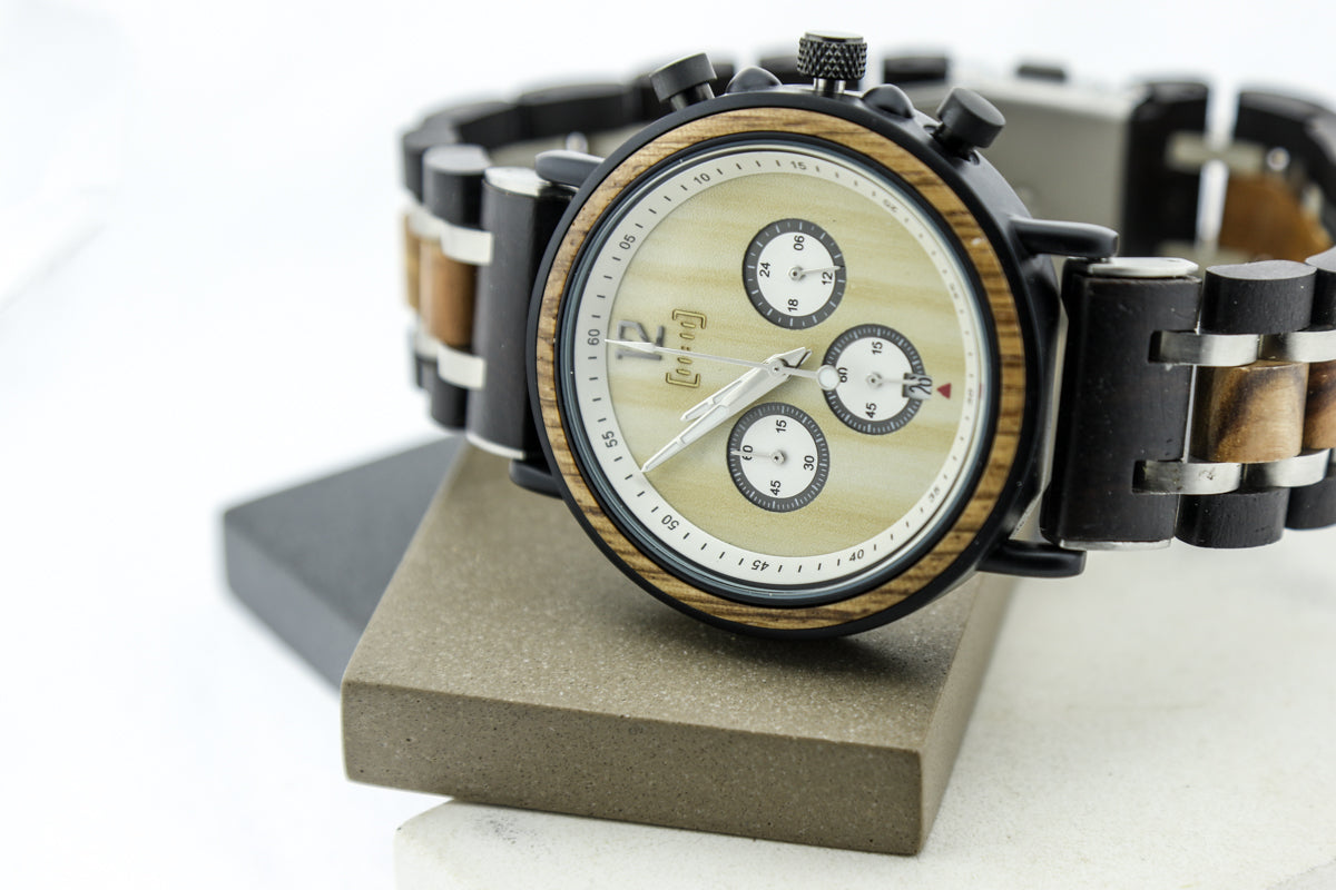 Reloj Análogo Ebony Wood y Acero Inox WAGS018-2C