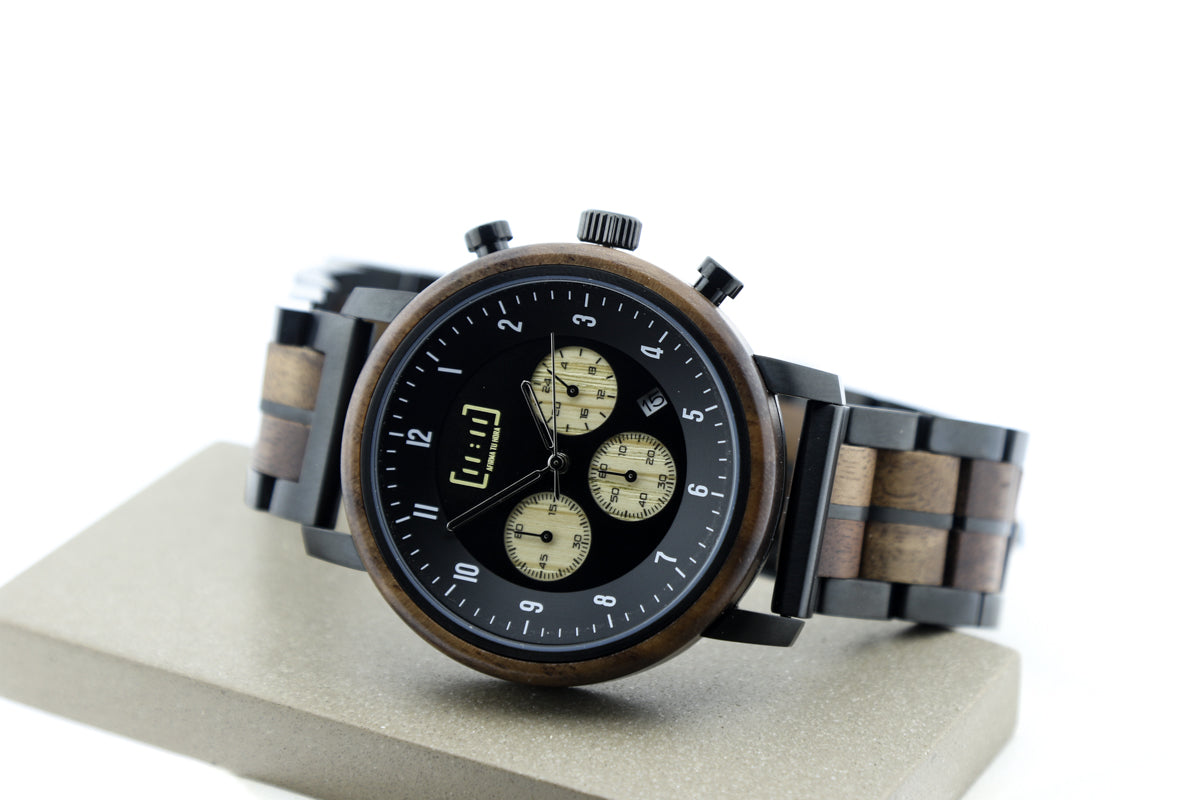 Reloj Análogo Ebony Wood y Acero Inox GT148-1C