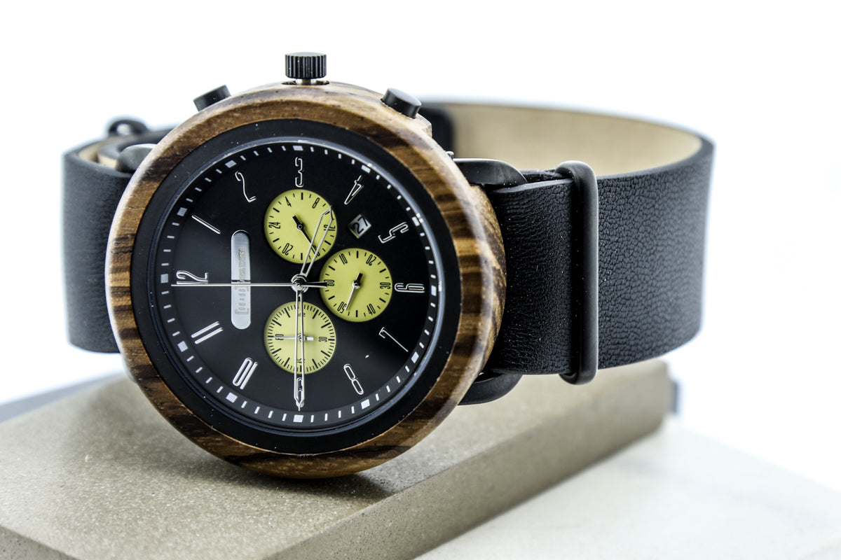 Reloj Análogo Ebony Wood - Cuero GT056-4C