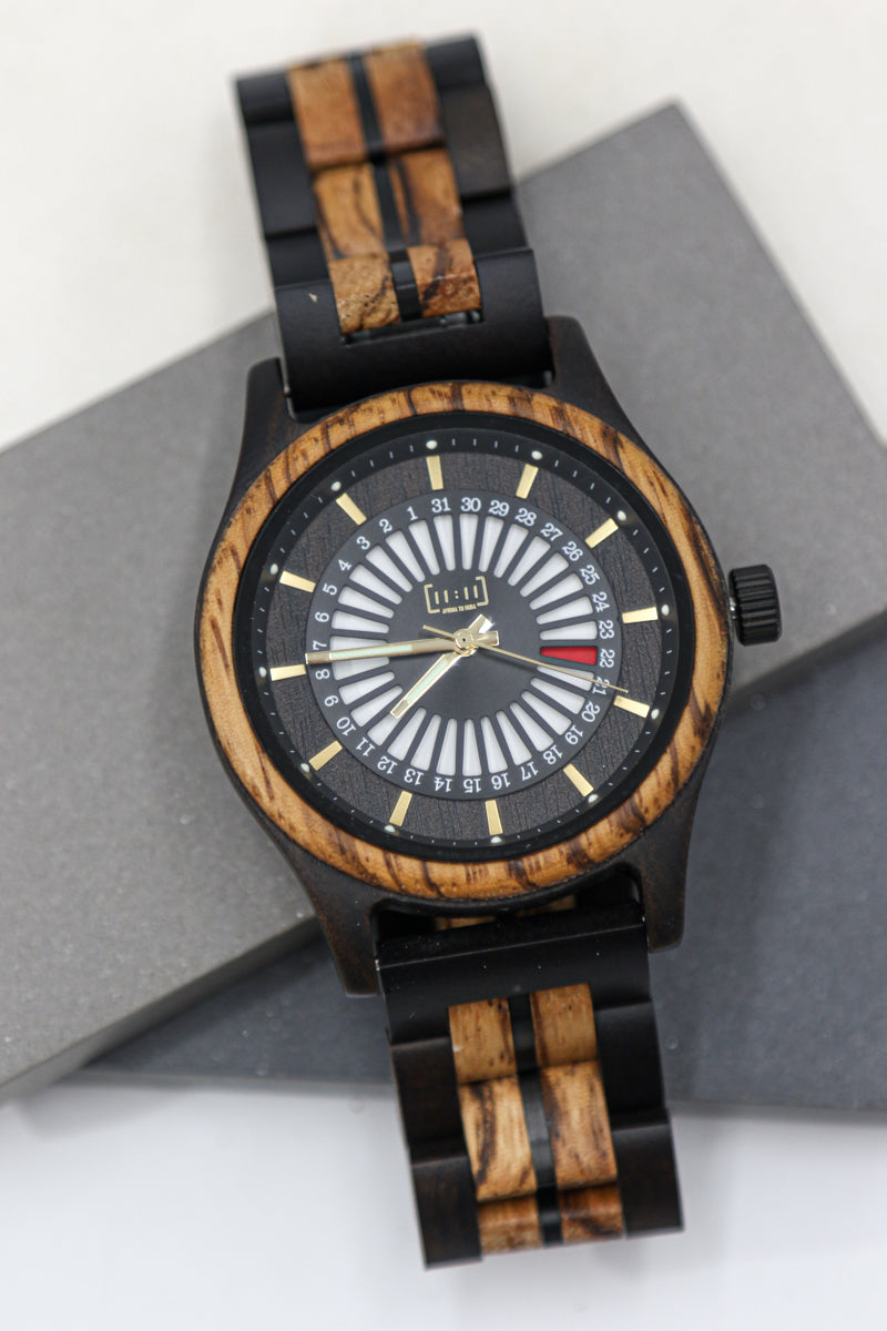 Reloj Orbit Dual – Contraste Natural Zebrawood  WAGT163-1C
