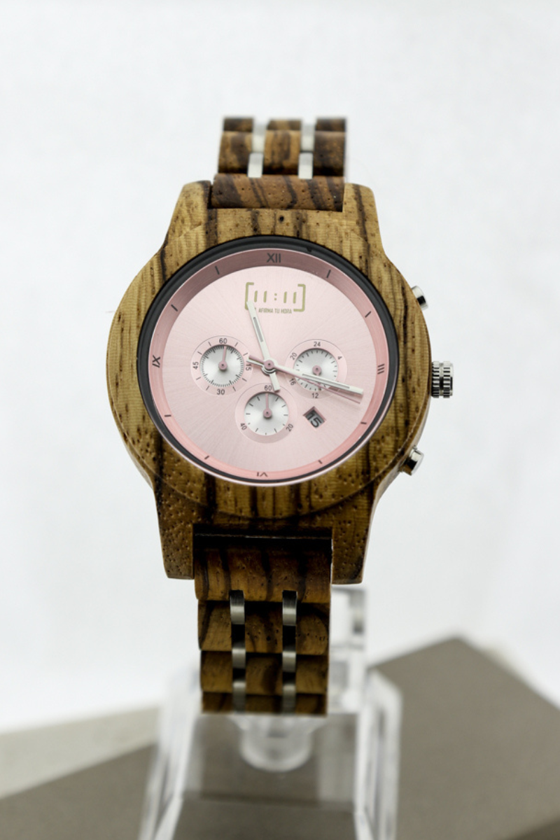 Reloj análogo Globe Wood MADERA y acero inox GP01-4C