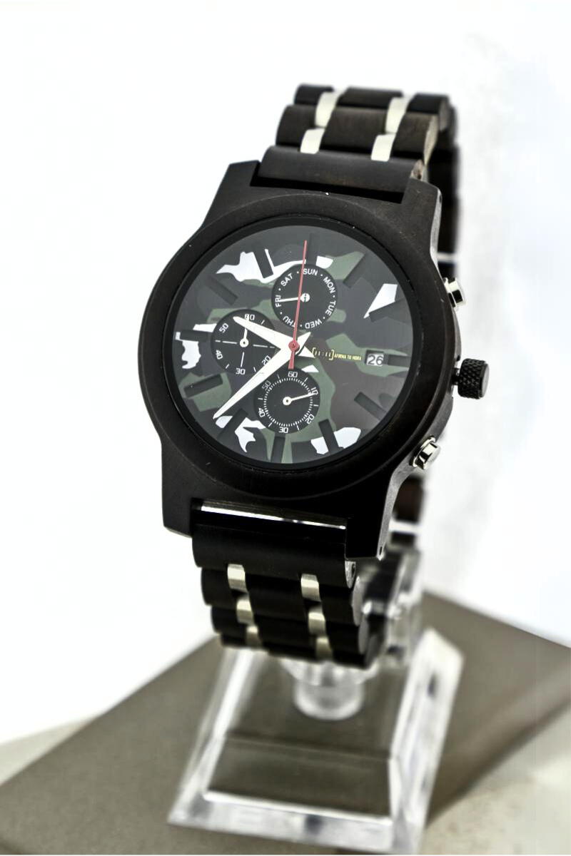 Reloj Análogo Ebony Wood y Acero Inox GR017-1C