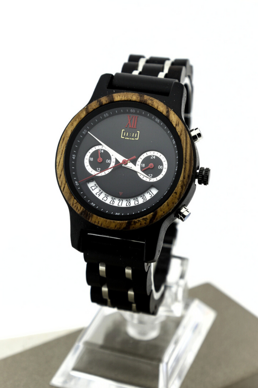 Reloj Análogo Madera Wood y Acero Inox GQ014-3C