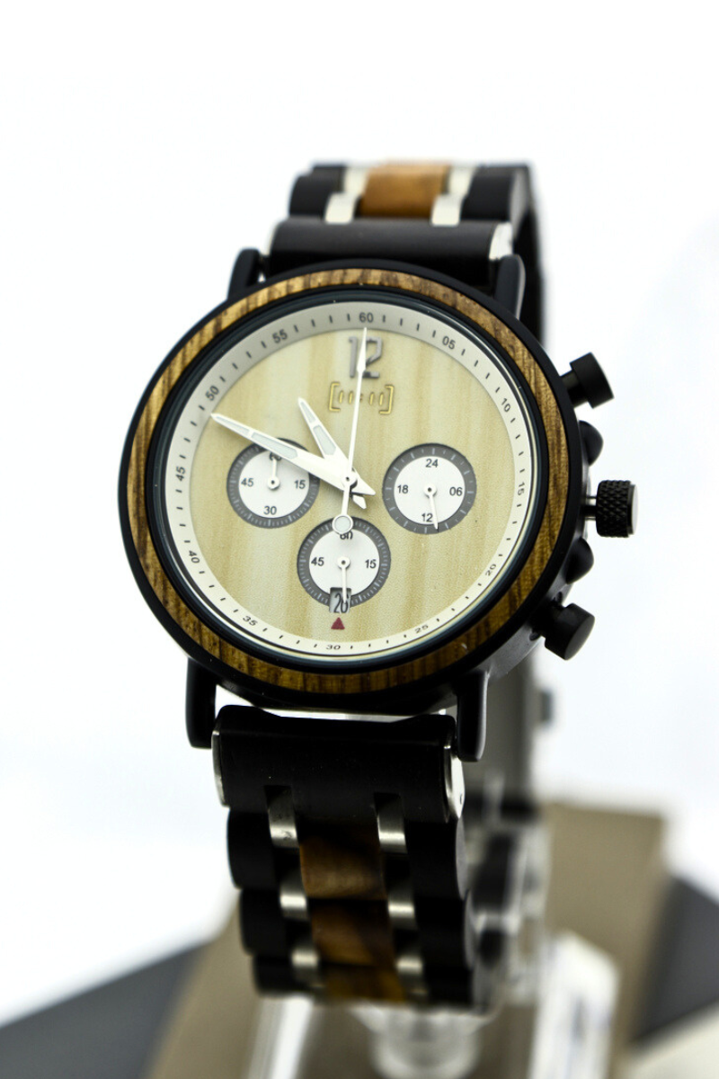 Reloj Análogo Ebony Wood y Acero Inox GS018-2C