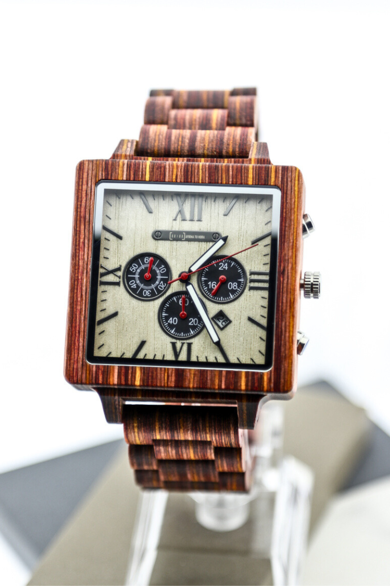 Reloj Análogo Ebony Wood y Acero Inox GT054-2C