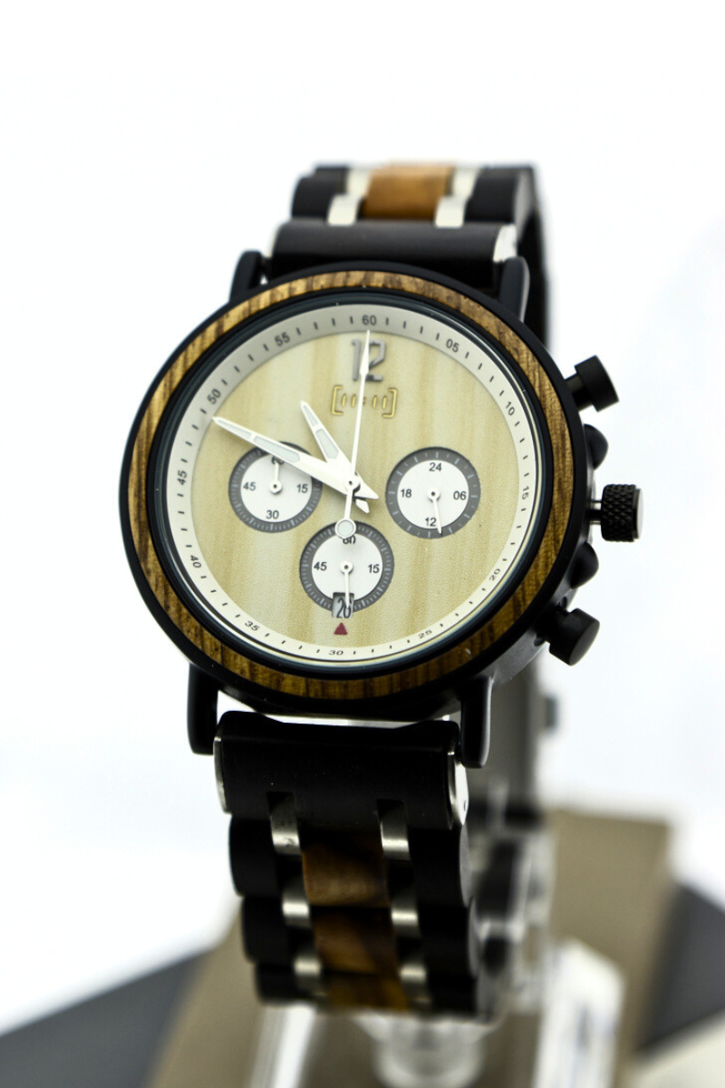 Reloj Análogo Ebony Wood y Acero Inox WAGS018-2C