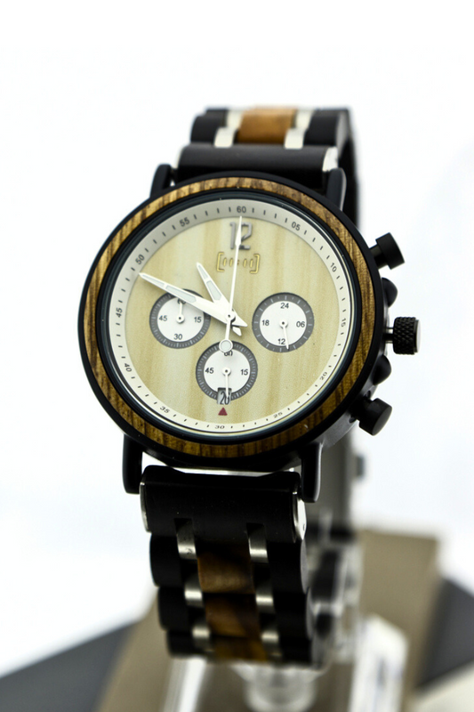 Reloj Análogo Ebony Wood y Acero Inox WAGS018-2C
