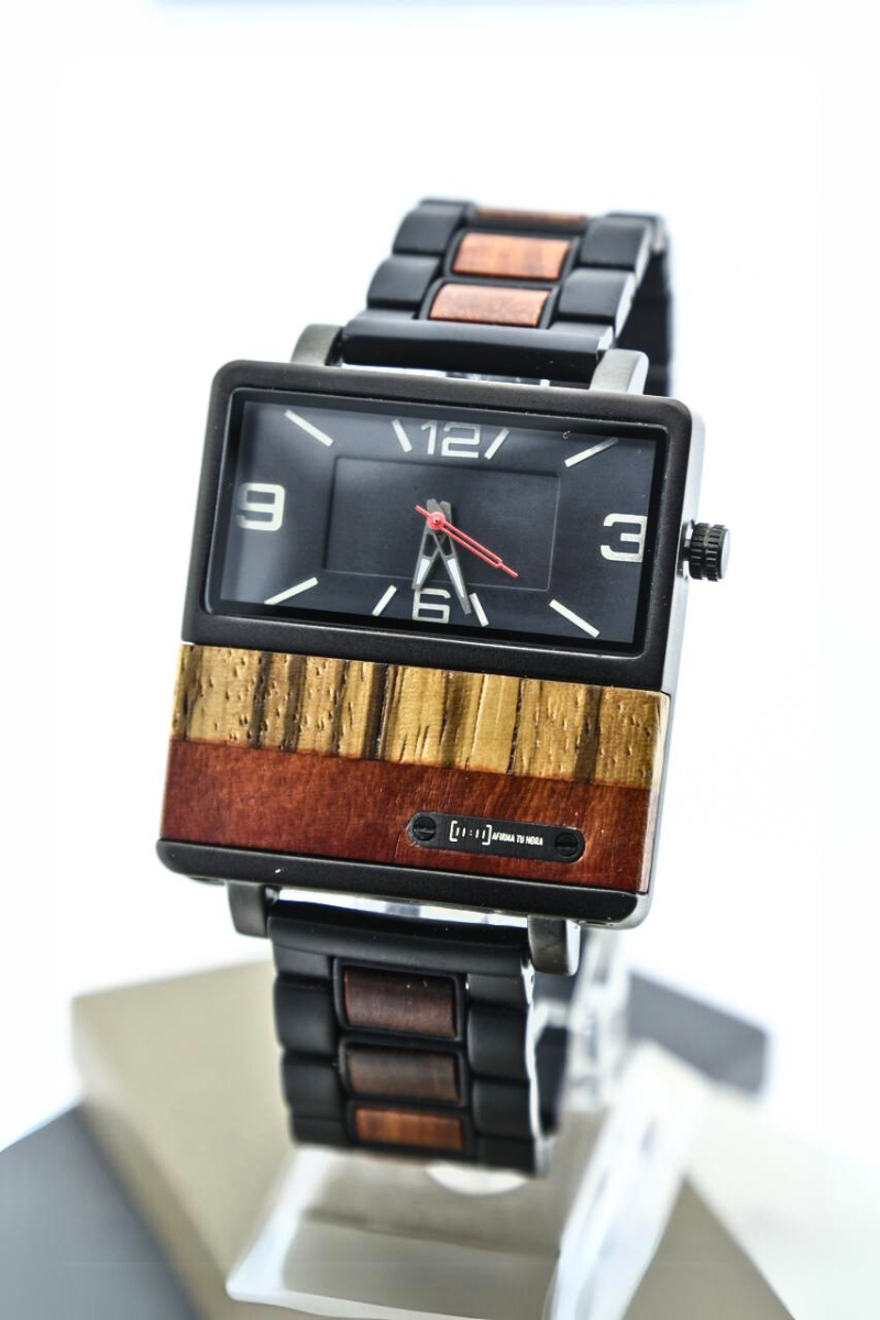 Reloj Análogo Ebony Wood y Acero Inox GT095-2C