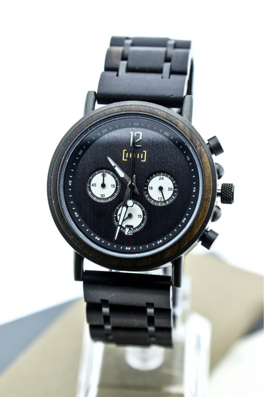 Reloj Análogo Ebony Wood y Acero Inox GS018-8C