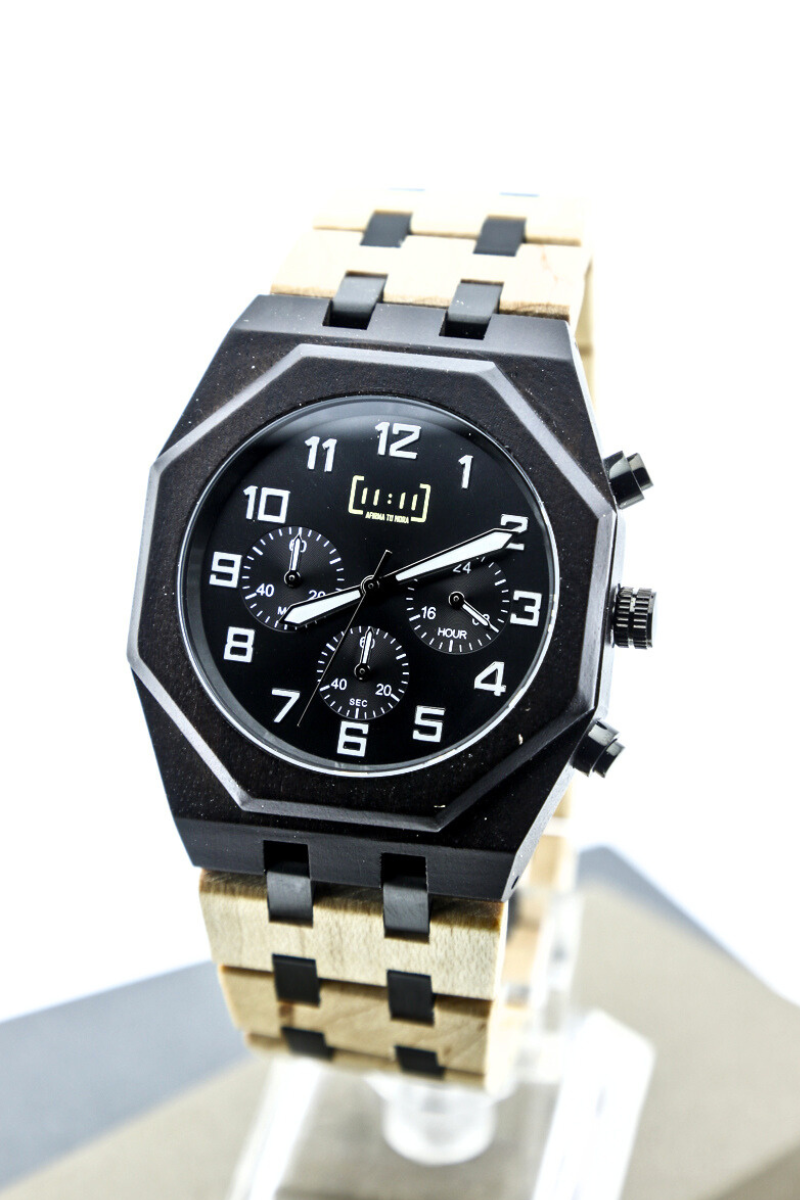 Reloj Análogo Ebony Wood y Acero Inox GT092-2C